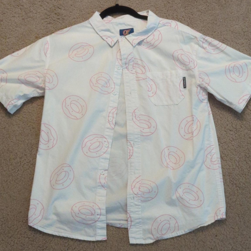 Odd Future White and Pink Casual Button Down Shirt